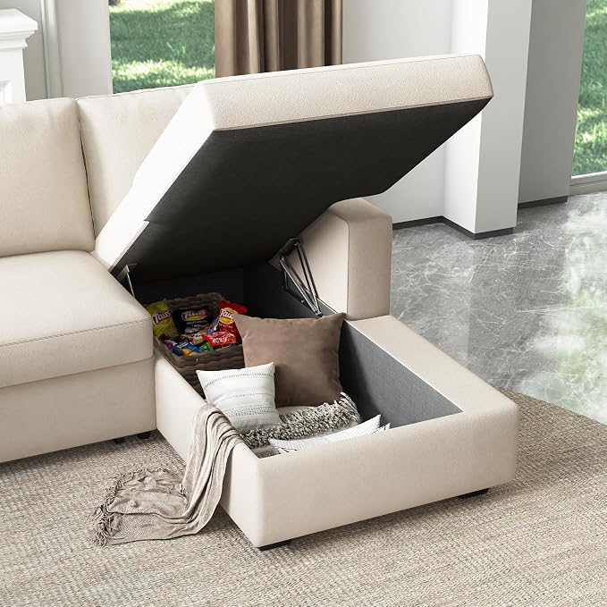 HONBAY Sectional Couch with Pull Out Bed, Sectional Sleeper Sofa with Storage - Image 4