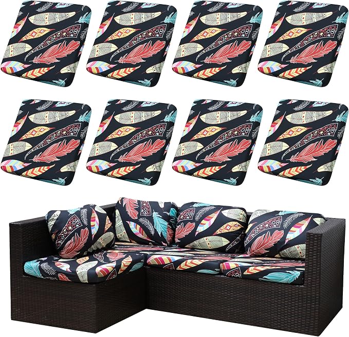 8PCS Patio Cushion Covers.Patio Furniture Couch SeatSlipcovers | Washable by SUKAIKEQA