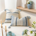 Coastal Blue Boho Decorative Throw Pillow Cover 18x18 Modern Bohemian Accent - Image 4