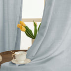 Haze Blue Linen Curtains 84 Inch Length - Image 3