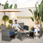 SUNLEI 4 Pcs Patio Ratten Set, Outdoor Furniture Set Wicker Conversation Set - Image 5
