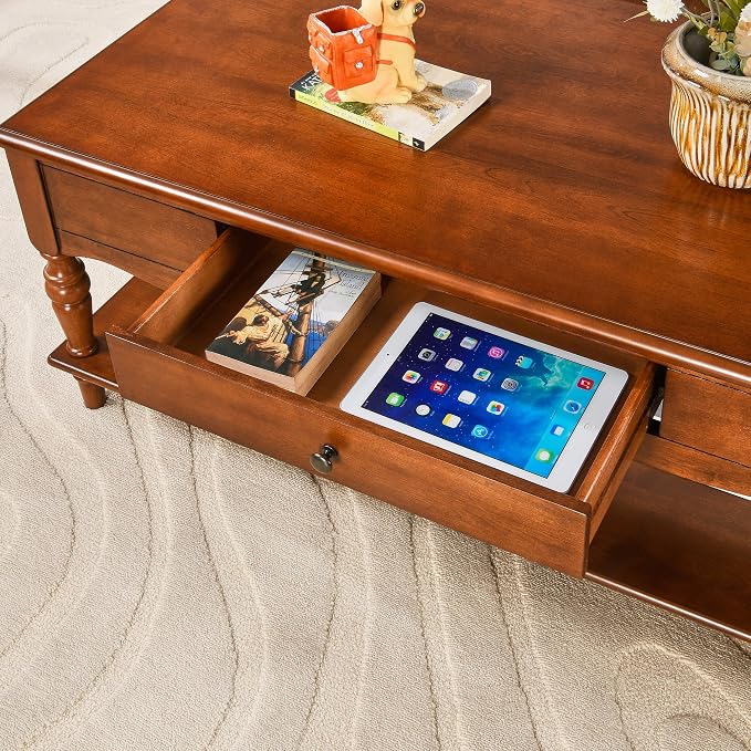 Mid-Century Modern Living Room Coffee Table Set, 2-Piece Solid Wood Living Room - Image 7