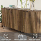 Smuxee 63" Fluted Sideboard Cabinet, Freestanding Walnut Buffet Cabinet - Image 6
