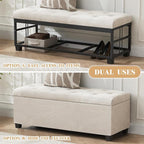 Mangodan 43 Inch Linen Storage Ottoman Bench, Foot Rest - Image 4