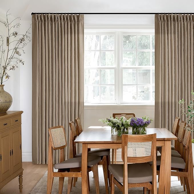 Semi Sheer Pleat Linen Light Brown Latte Farmhouse Curtains 96 Inches Long | - Image 7