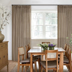 Pinch Pleat Semi Sheer Light Brown Linen Living Room Curtains 90 Inch Long | - Image 7