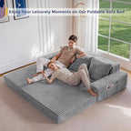 MAXYOYO Loveseat Sofa Bed, Striped Faux Fur Foldable Floor Sofa Couch in A Box - Image 4
