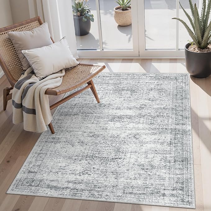 Soalmost 4x6 Area Rug for Living Room, Washable Rugs Non-Slip, Thin Foldable by Soalmost