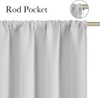 NICETOWN Greyish White Faux Linen Room Darkening Rod Pocket Curtains 63 inch - Image 2
