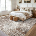 9x9 Square Living Room Area Rug Washable Non-Slip, Soft Modern Neutral Carpet - Image 3