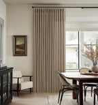 84 Inch Latte Linen Pleated Semi Sheer Vintage Curtains - Image 7