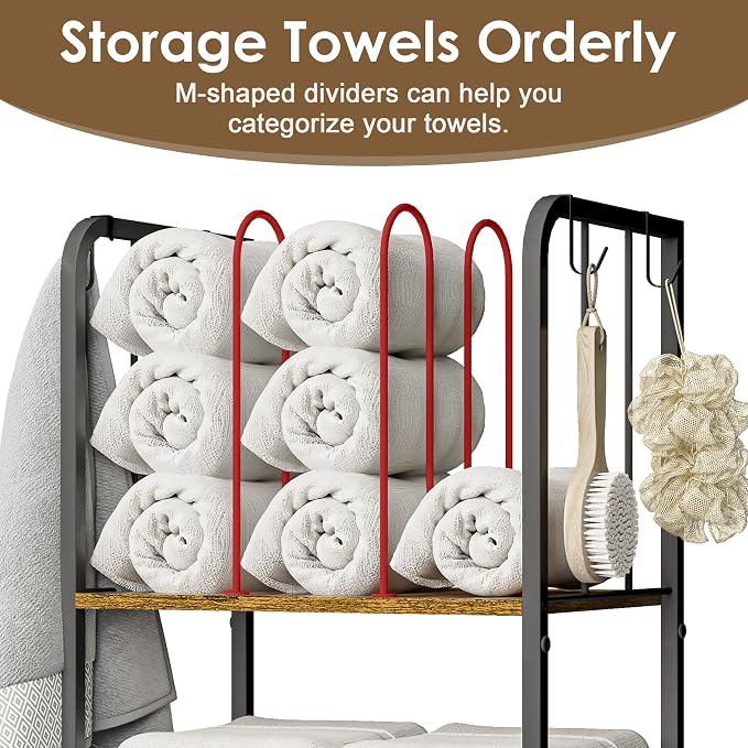 Towel Racks for Bathroom 3-Tier M-Shaped Detachable Dividers, Durable Metal - Image 2