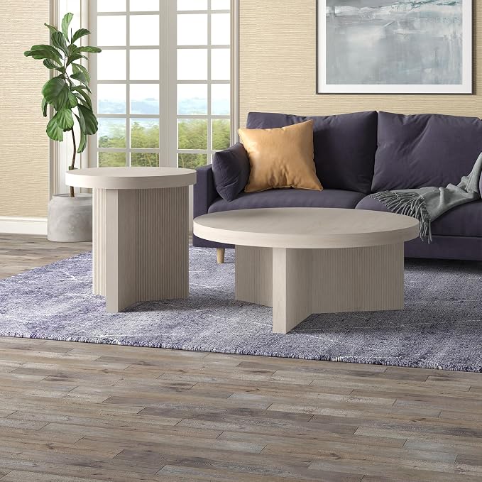 Henn&Hart 22" Fluted Scandinavian Round End Table, Ribbed Side Table, Nightstand - Image 10