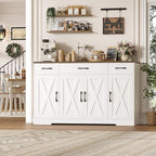 HOSTACK Buffet Cabinet with Drawers, Modern Farmhouse Coffee Bar Station Wood - Image 4