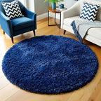 Amdrebio Navy Blue Small Round Shag Area Rug 3Ft - Image 5
