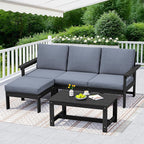 SERWALL Outdoor Sectional Sofa Set, 5-piece Outdoor Modula Couch Set - Image 4
