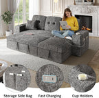 90 Inch Modular Sectional Sleeper Sofa Bed, 4 in 1 Pull Out Couch Bed - Image 4