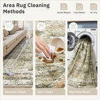 Soalmost Washable Area Rug 8x10 Large Soft Living Room Rugs Green/Orange | - Image 8