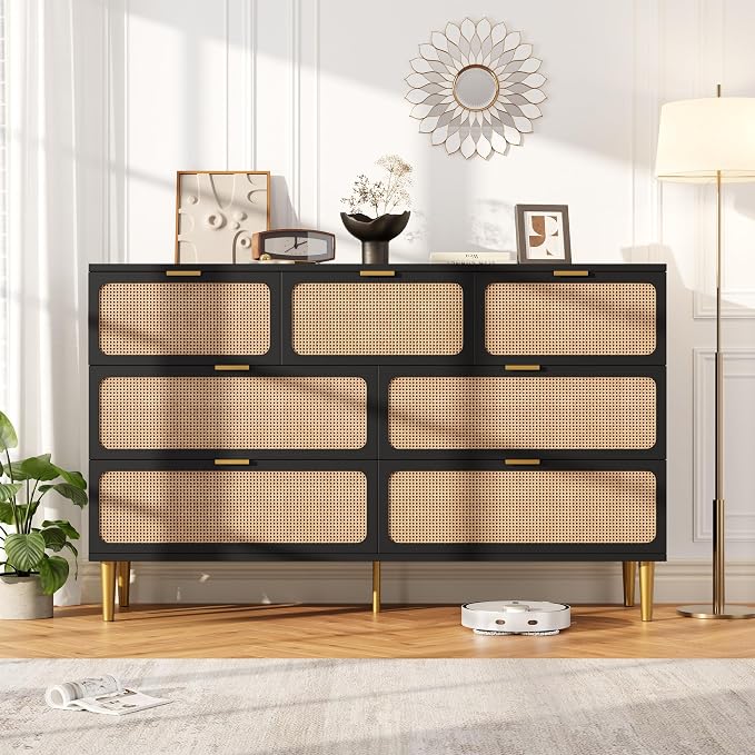 GarveeHome Rattan 7 Drawer Dressers by GarveeHome