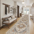 Madane Hallway Runner Rug 2'6''x16' Kitchen Runners Vintage, Turmeric/Grey | - Image 2