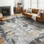 LOONGRUG 6x8 Area Rug Washable Neutral Modern Living Room Rugs Black Gold | by LOONGRUG