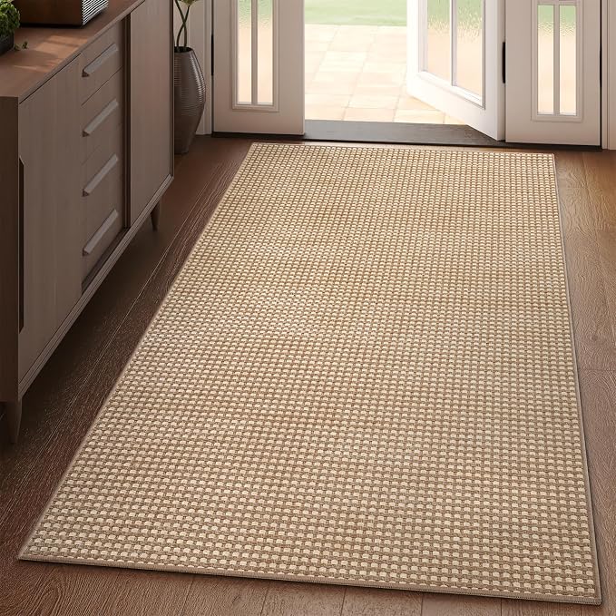 3x5 ft Area Rug Entryway Runner Kitchen Rugs Non Slip Washable Brown | Boho by YDKGL