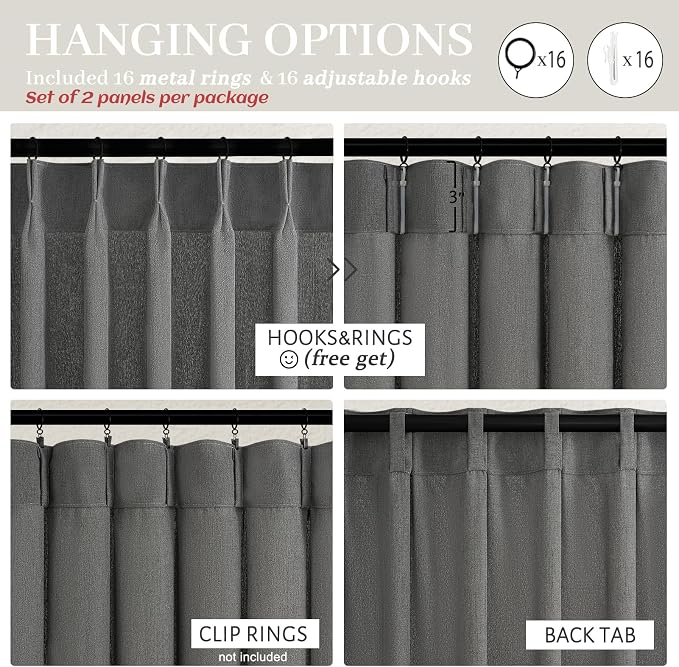 Dark Grey Memory Shaped Pinch Pleated Living Room Curtains 84 Inches Long 2 - Image 5