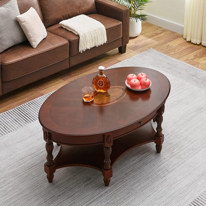 Solid Wood Oval Coffee Table - Image 7
