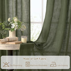 Olive Green Linen Sheer Curtains 78 inch - Image 8