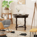 Oval End Table with Drawer, Solid Wood Sofa Side Table with Storage Shelf - Image 3