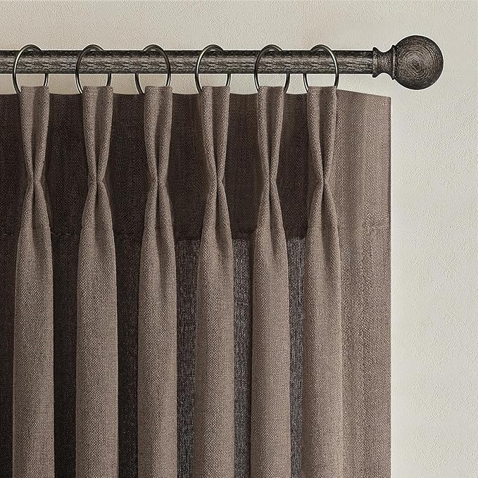 Linen Pleated Dark Brown Curtains 96 Inches Long - Image 7