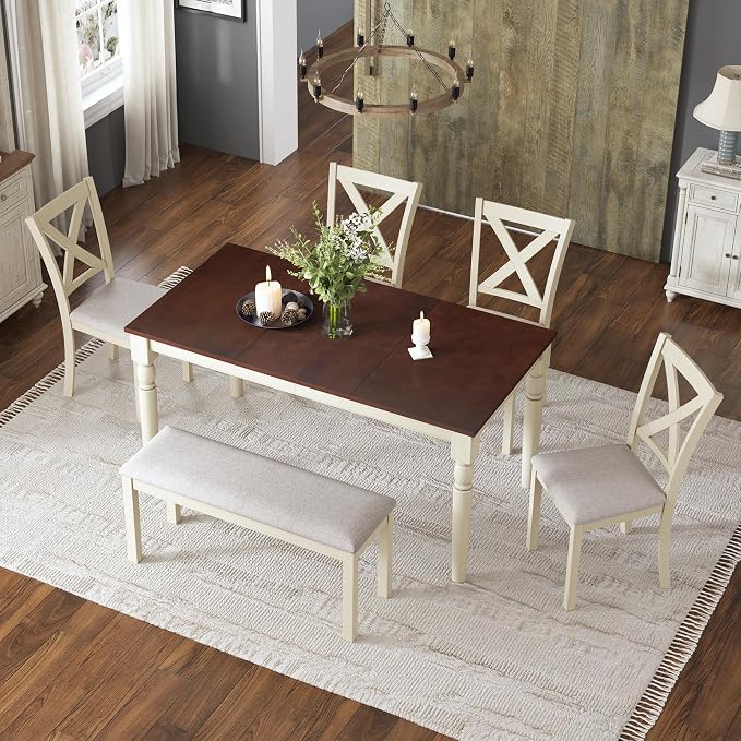 AMERLIFE 6-Piece Farmhouse Dining Table Set - Image 8