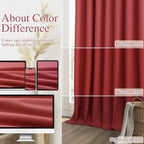 Red 100% Blackout Linen Curtains 102 Inch Length 2 Panels Set - Image 7