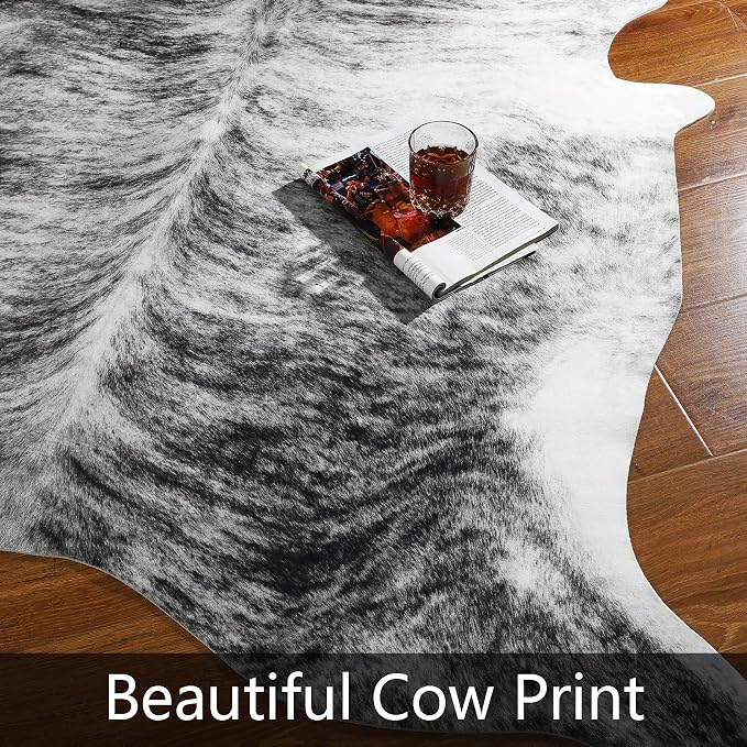 Western Faux Cowhide Rug, Animal Cow Hide Rug, 3 x 4 Ft Black | Premium Sturdy - Image 4