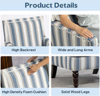 Blue Striped Accent Chair for Living Room Bedroom - Image 7