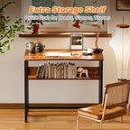Huuger Folding Desk with Storage Shelf, 31.5 Inch Foldable Computer Table - Image 6