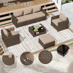 LOUVIXA 7 Piece Outdoor Patio Furniture Set, Rattan Chairs Glass Table Wicker - Image 5