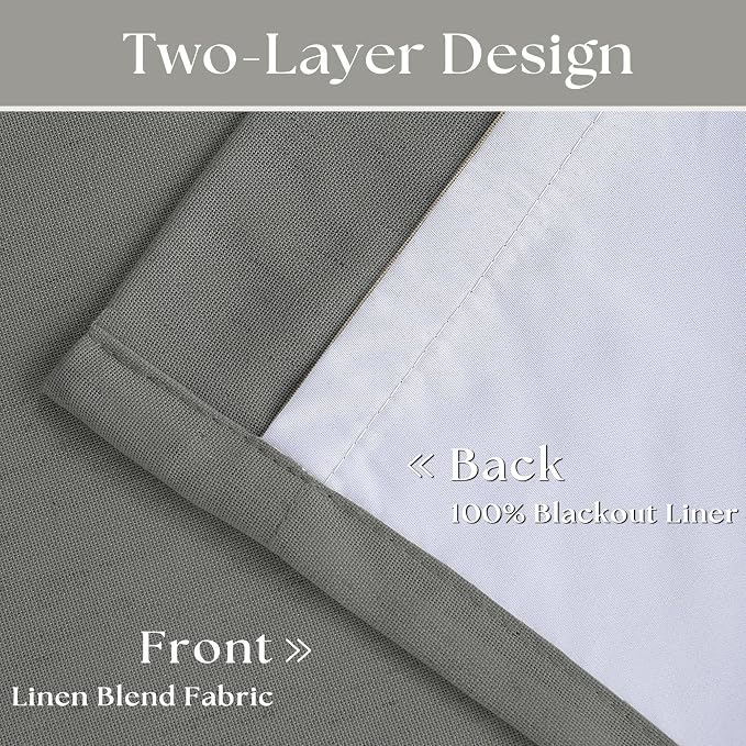 Dark Grey Pinch Pleated Linen Blackout Curtains 90 Inches Long - Image 4
