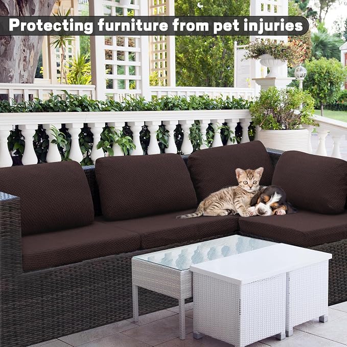 8Pcs Outdoor Cushion Covers, Elastic Patio Cushion Covers | Washable, - Image 3