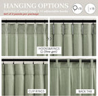 Memory Trained Pinch Pleated Linen Sage Green 100 Inch Long Sheer Curtains | - Image 3