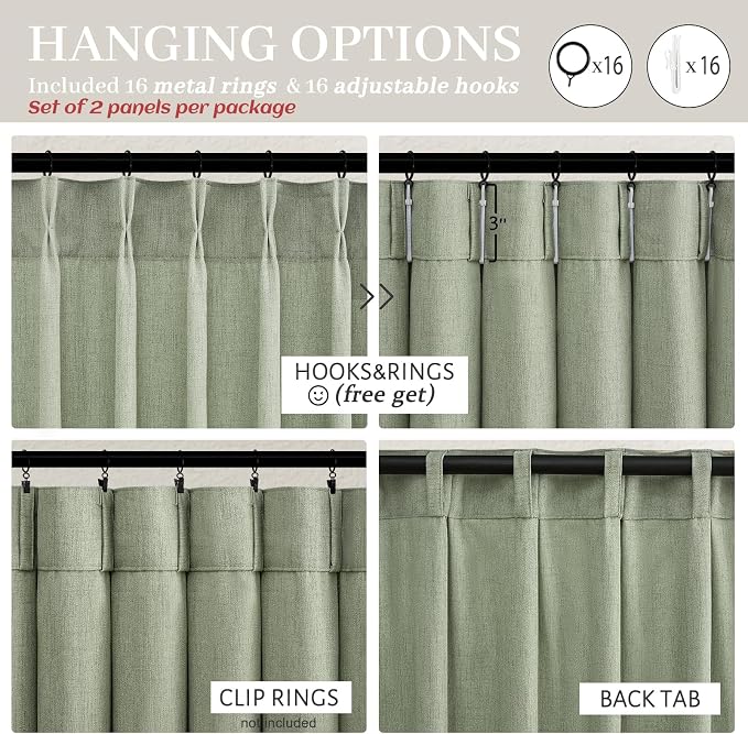 Sage Green Pinch Pleated Sheer Curtains 84 Inches Long - Image 5