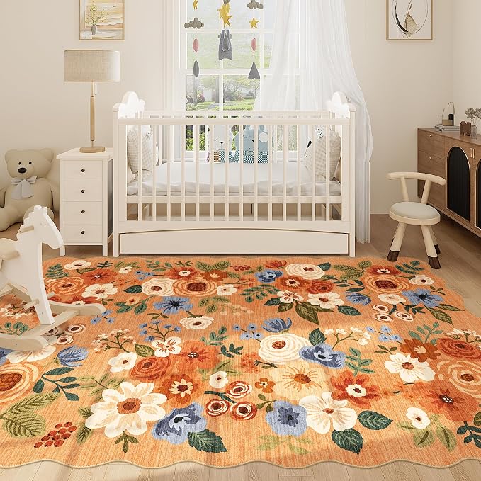 DUKINO 6x9 Area Rugs, Floral Washable Rug - Image 5