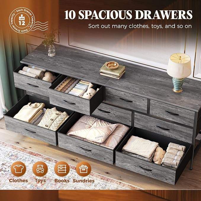 Huuger 63 Inch Dresser for Bedroom, Long Dresser - Image 5