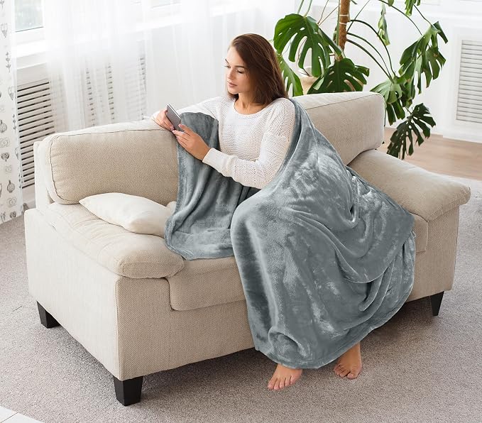 Utopia Bedding Soft Fleece Bed Blanket Throw Size Ash Grey | Microfiber Plush - Image 5