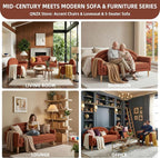 63" Small Loveseat Sofa for Small Spaces, Mid Century Modern Sofa, Linen - Image 6