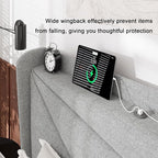 Feonase Queen Bed Frame with Charging Station, Linen Upholstered Platform - Image 4