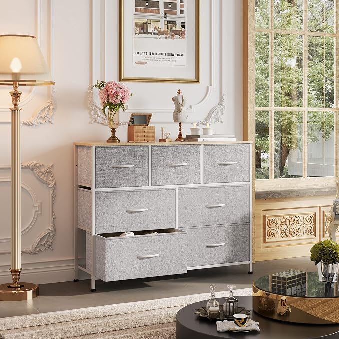 WLIVE 7 Drawer Dresser TV Stand, Entertainment Center, Media Console Table - Image 2