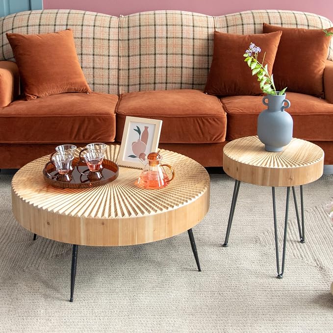 2-Piece Farmhouse Nesting Table Round - Image 3