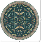 5ft Round Teal Boho Rug for Entryway, Washable Non Slip Area Carpet for Living - Image 2