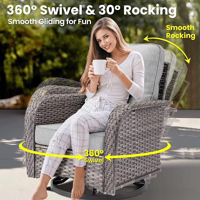 ovios 7 Pieces Patio Furniture Set, Outdoor Wicker Sofa Couch - Image 4
